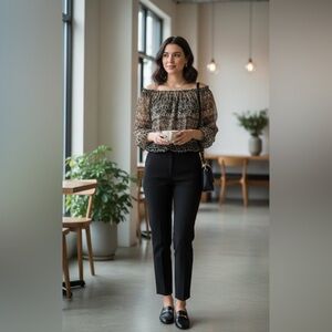 INC International Concepts Sheer Animal Print Blouse – Size M.